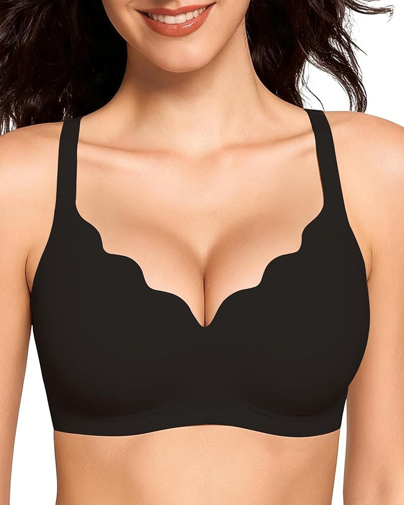 Smooth V Jelly Bras for Women No Underwire Seamless Plunge Bralettes T Shirt Sleep Everyday Bra w... | Amazon (US)