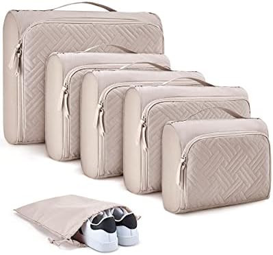 Packing Cubes for Travel, BAGSMART 6 Set Packing Cubes for Suitcases Organizer, Quilted Look Trav... | Amazon (US)