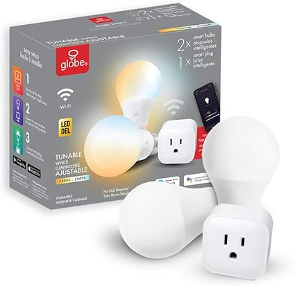 Globe Electric Wi-Fi Smart Starter Kit, No Hub Required, Voice Activated, 1X Wi-Fi Smart Plug, 2X... | Amazon (CA)