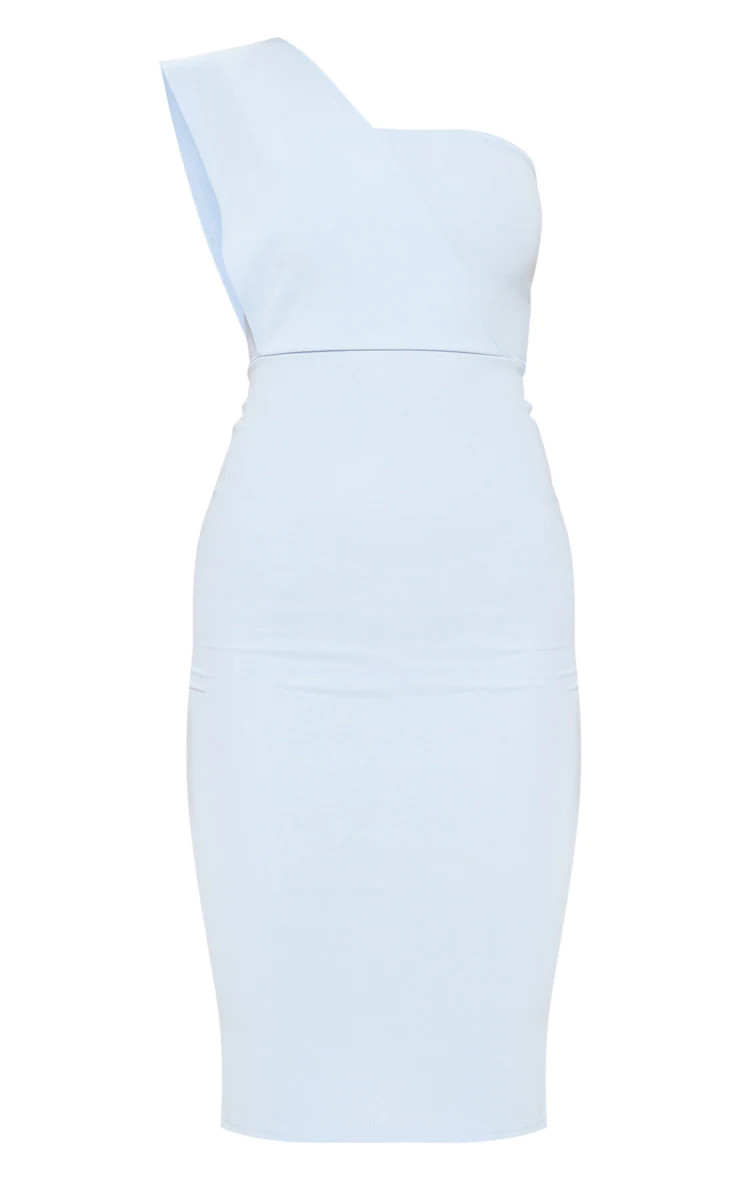 Robe mi-longue drapée bleu cendré à bretelle unique | PrettyLittleThing (FR)