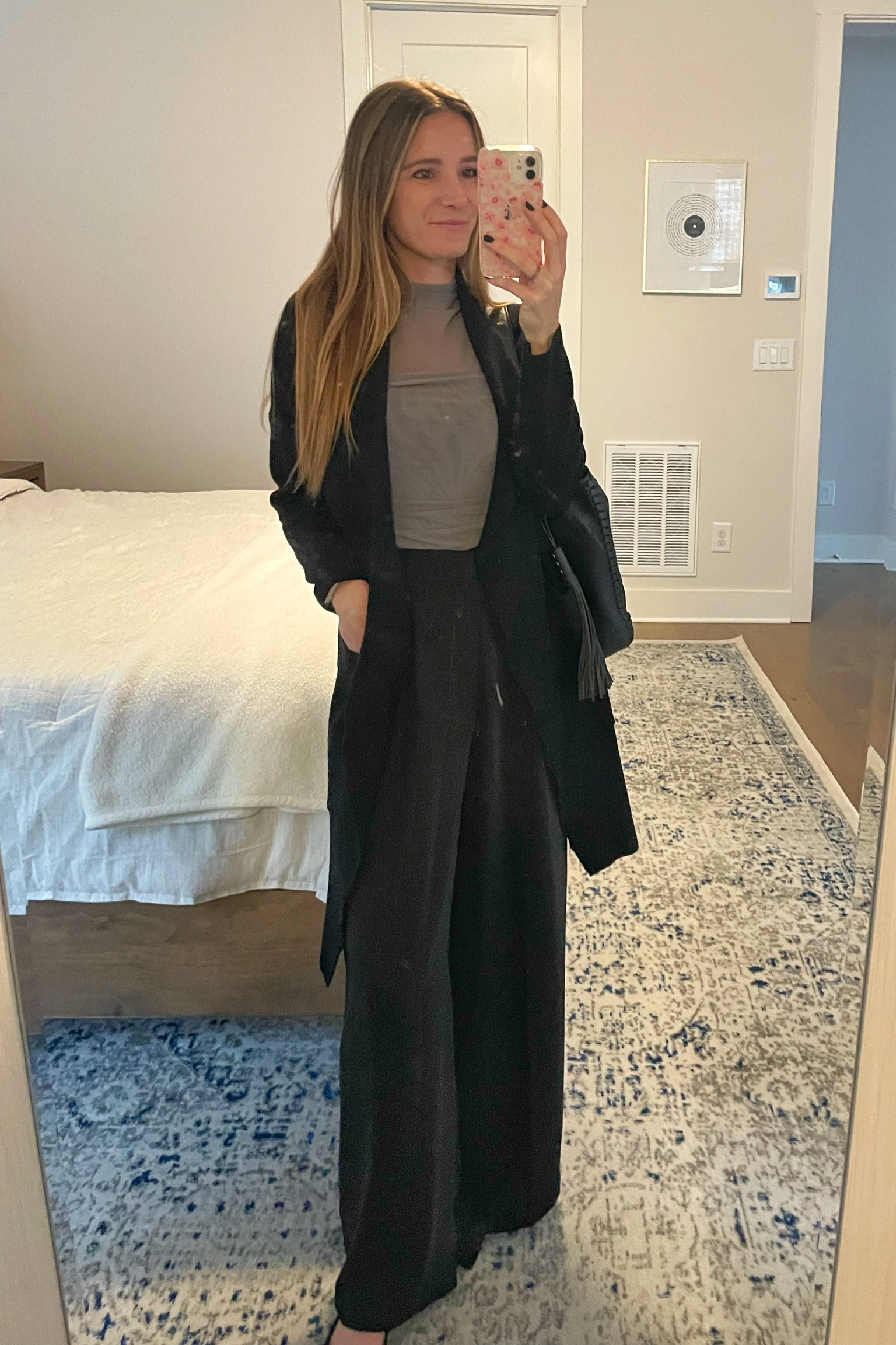 Love this outfit! 

Sizing: top S: runs tight. 
Pants XS: I sized down from my normal size S. 
Long cardigan: small fits true to size. 
Shoes size 8: fit true to size

#LTKSaleAlert #LTKWorkwear