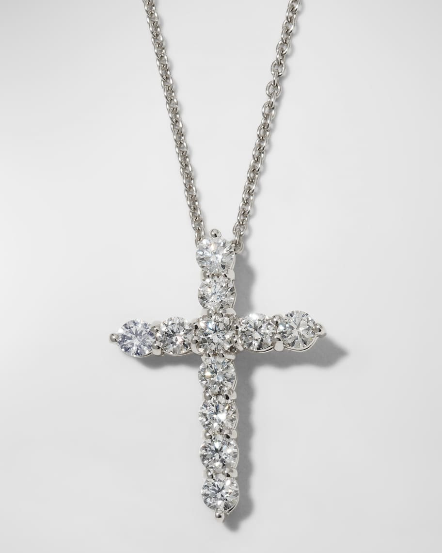 16" White Gold Lg Diamond Cross Pendant Necklace | Neiman Marcus