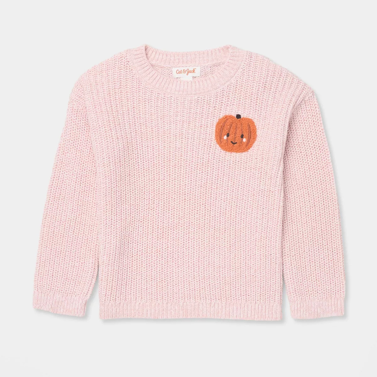 Toddler Girls' Fall Pumpkin Long Sleeve Crewneck Sweater - Cat & Jack™ Pink 3T | Target