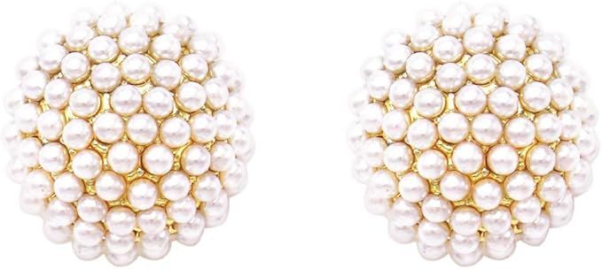 Rosemarie & Jubalee Women's Timeless Classic Simulated Pave Pearl Cluster Hypoallergenic Stud Ear... | Amazon (US)