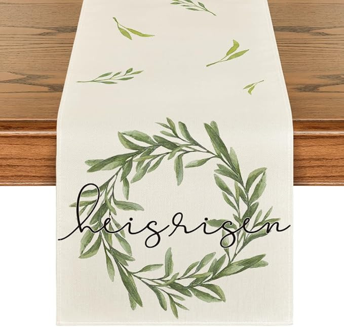 Artoid Mode He is Risen Blessed Wreath Easter Table Runner, Seasonal Spring Summer Holiday Kitche... | Amazon (US)