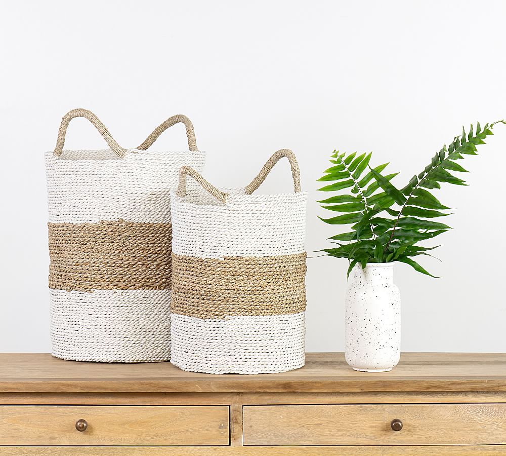Catalina Woven Baskets, Set of 2 - White/Natural | Pottery Barn (US)