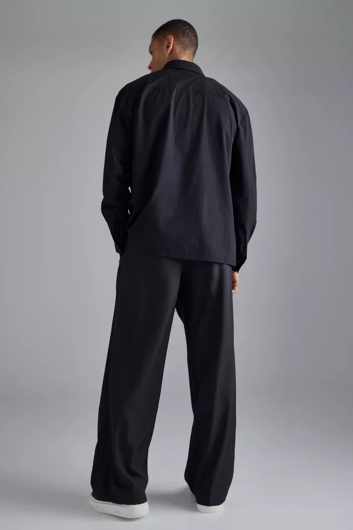 Drawcord Wide Fit Tailored Trousers | Boohoo.com (UK & IE)