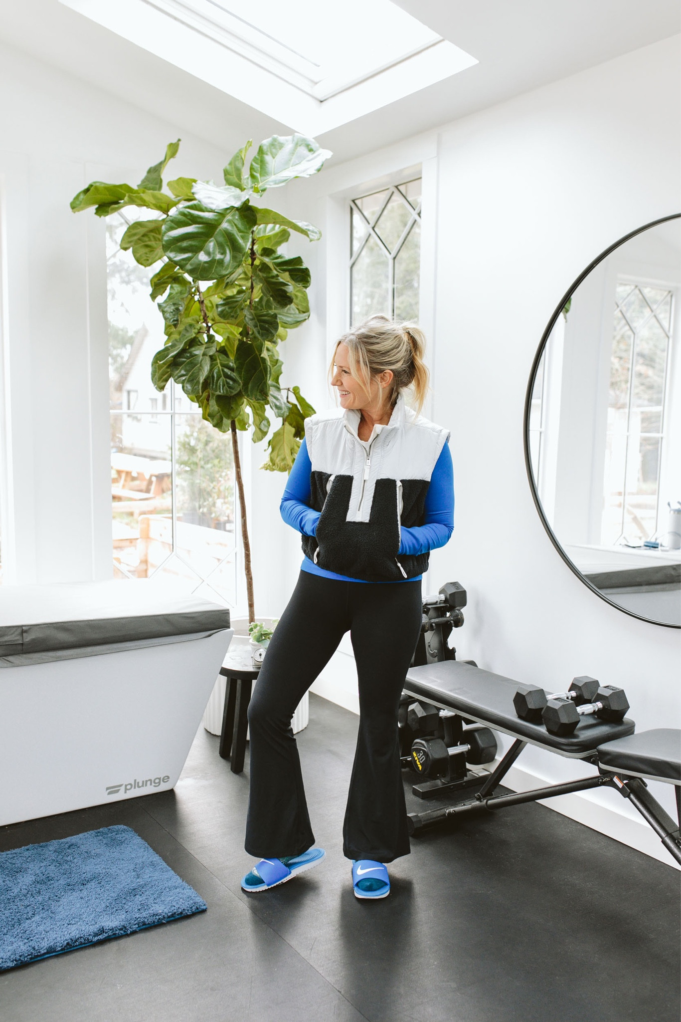 It’s official: I dove into the flared leg trend. I tried on like 14 pairs of these y’all and these are hands down the best. So cute, fun, and very flattering IMHO (the proportions of the flare make other parts of your body look more balanced if you are into that).

The blue shirt I’ve had forever from Lululemon (I love the finger holes). The vest is super cute (I love the shoulders coming out farther than my arms) and has big old pockets with zippers for doggy bags and my phone.

#LTKfitness #LTKover40 #LTKSpringSale