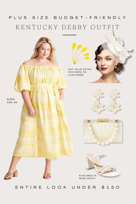 Plus size budget friendly Kentucky derby outfit idea. The entire look is under $150! Dress in sizes xs-4x and shoes available in medium and wide widths. 

#LTKover40 #LTKSeasonal #LTKplussize