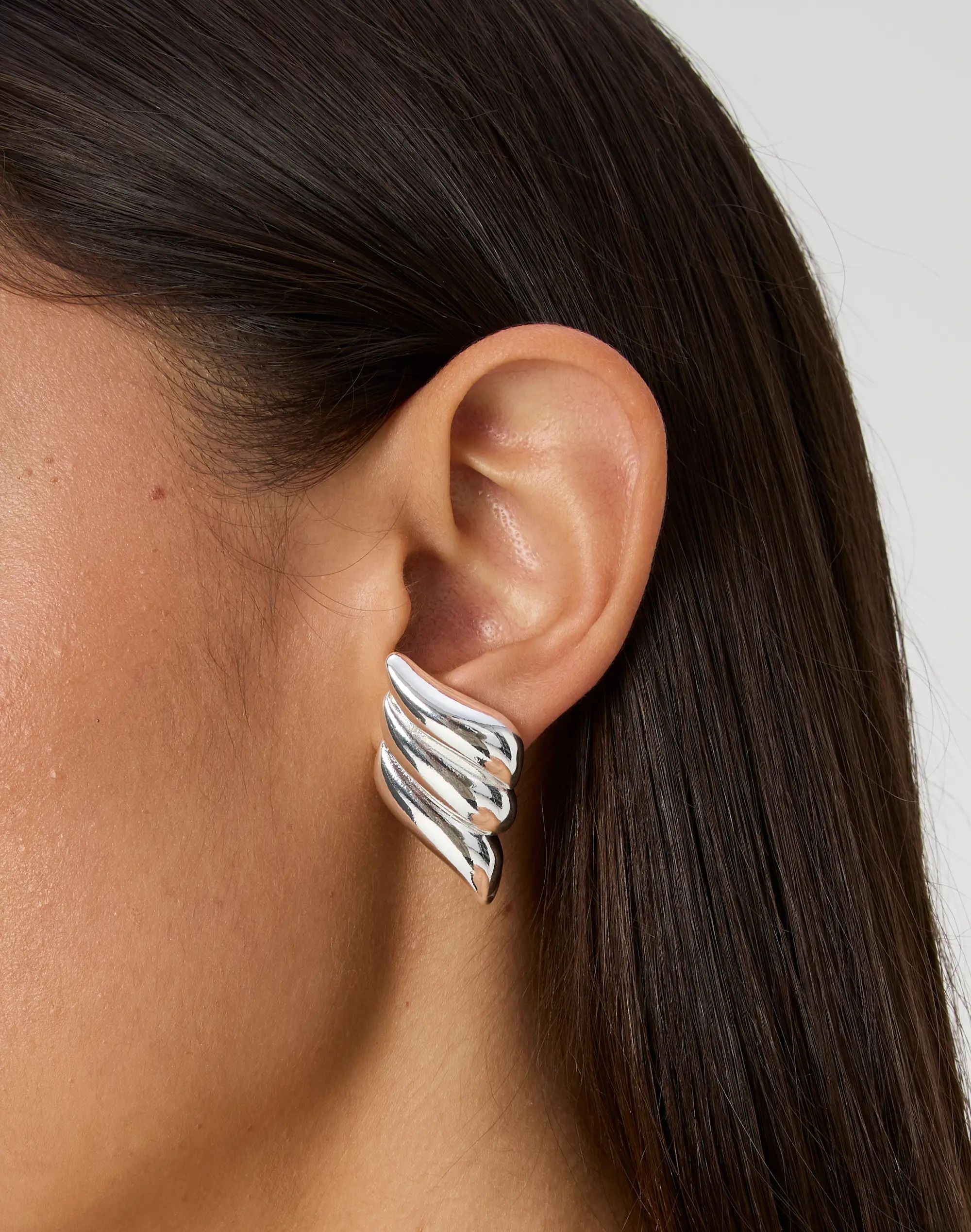 Large Wing Statement Earrings in Silver | Glassons | Glassons (Australia)