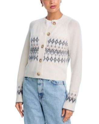 100% Cashmere Fair isle Brush Crewneck Cardigan - Exclusive | Bloomingdale's (US)