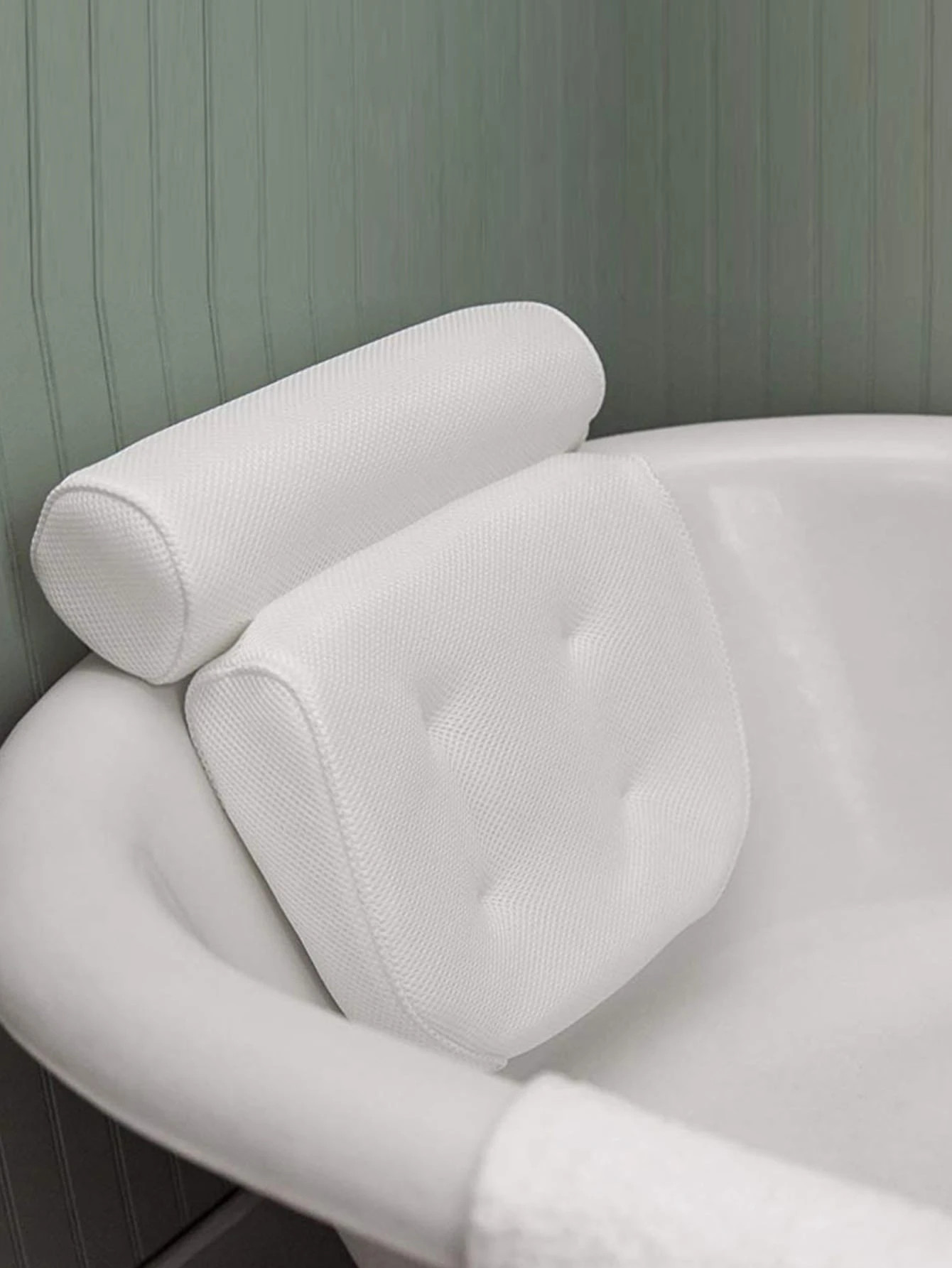 1pc Suction Cup Bathtub Pillow, White Simple Bath Pillow For Household | SHEIN