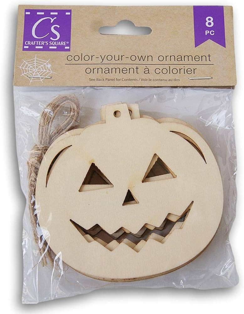 Spooky Town Wood Cutout Color-Your-Own-Ornament Halloween Craft - 3.5 Inches Tall - 8 Pieces with... | Amazon (US)