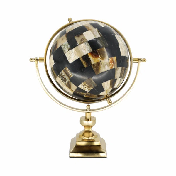 14"h Globe, Brown, gold 14.0"H - 8.0" x 9.0" x 14.0" | Wayfair North America