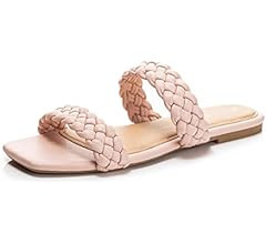 FITORY Womens Flat Sandals Fashion Round Open Toe Slip On Slides with Braided Strap Slippers for ... | Amazon (US)