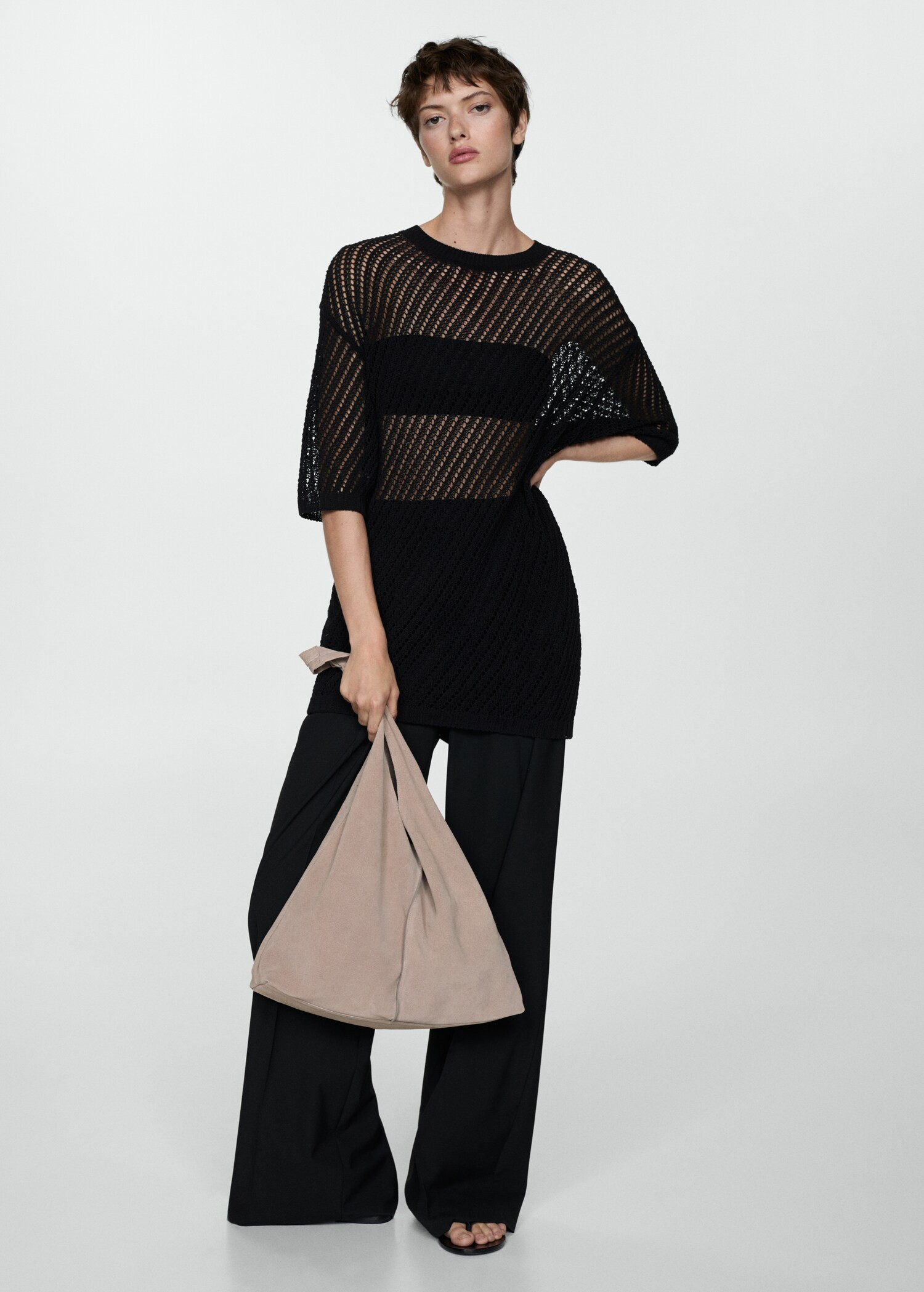 Leather shopper bag - Woman | MANGO USA | MANGO (US)
