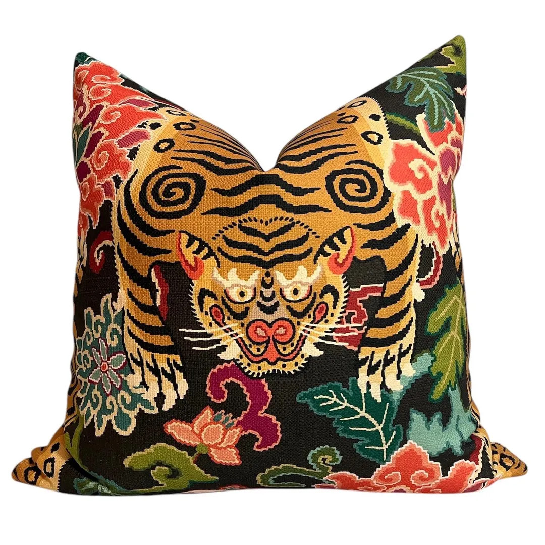 Tiger Eye Pillow Cover, Tibet Tiger Eye, Designer Pillow Cover, Tiger Eye Slate Cushion, Chinoise... | Etsy (US)