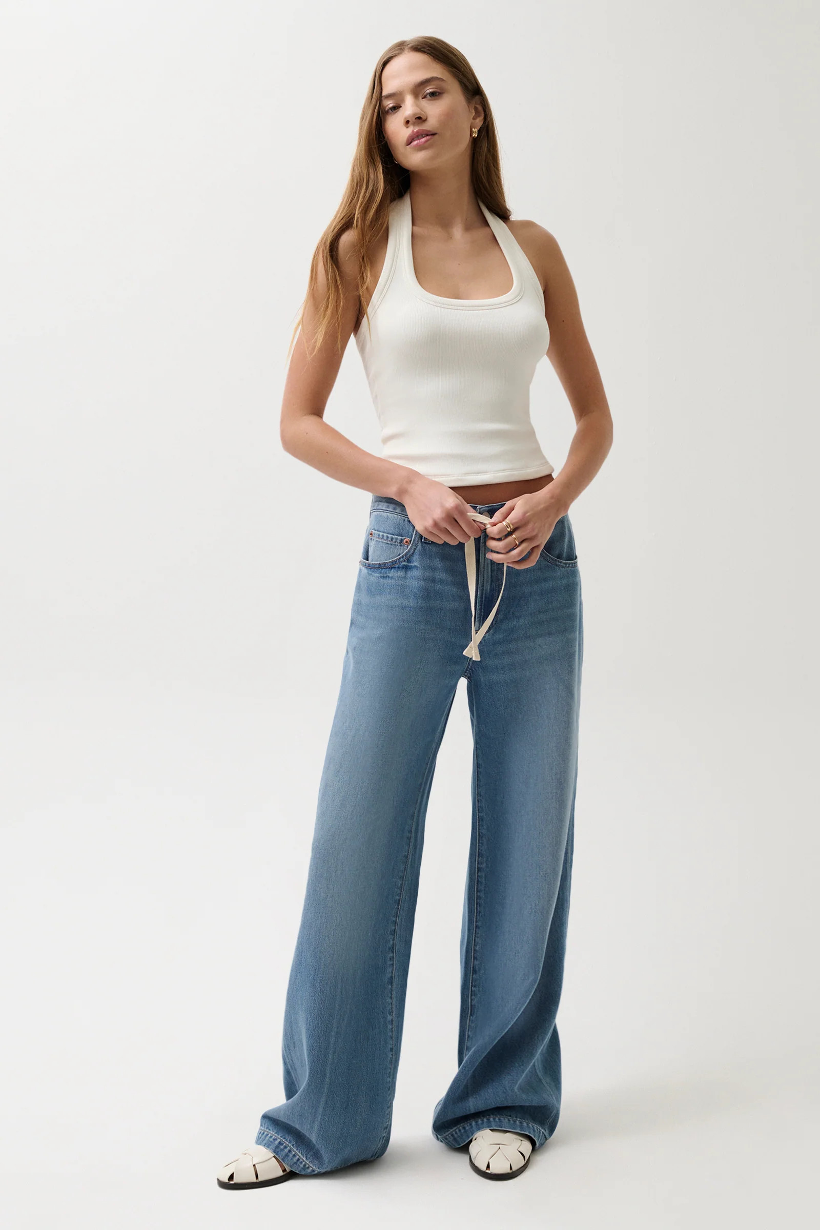 Jadyn Mid Rise Drawstring Palazzo Jean - Expanse | Pistola Denim