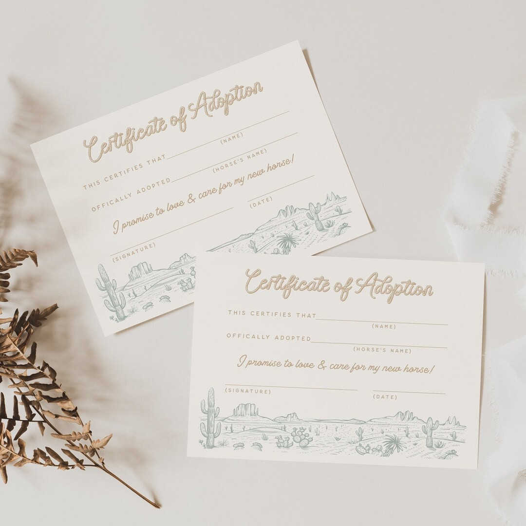 Adopt a Horse Adoption Certificate Wild West Cowboy Birthday Rodeo Retro Western Editable Card Te... | Etsy (US)