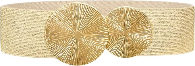 Women Wide Elastic Belts for Dresses Fashion Stretchy Waist Belts Ladies Cinch Belts with Gold/Si... | Amazon (US)