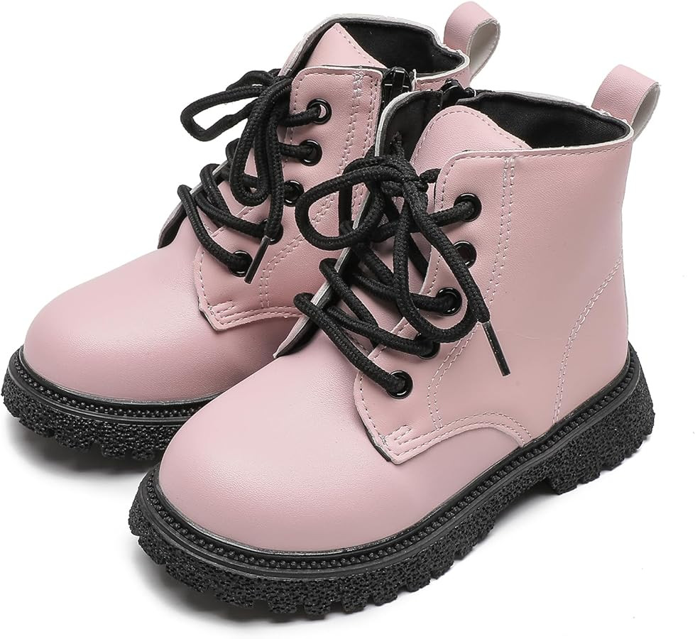 Komfyea Autumn Leather Combat Zipper Lace Up Boots （Toddler/Little Kids） Children Winter Ankl... | Amazon (US)