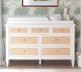 Ava Regency Caned 7-Drawer Dresser &amp; Topper (56w x 19d") | Pottery Barn Kids