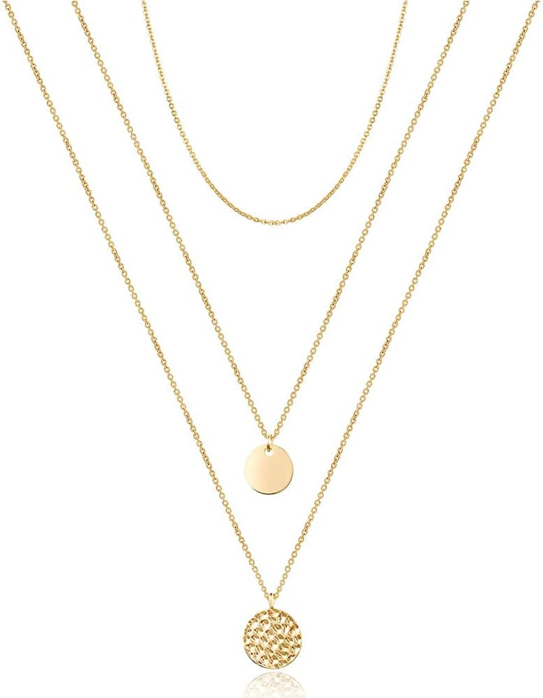 Turandoss Dainty Layered Choker Necklace, Handmade 14K Gold Plated Y Pendant Necklace Multilayer ... | Amazon (US)