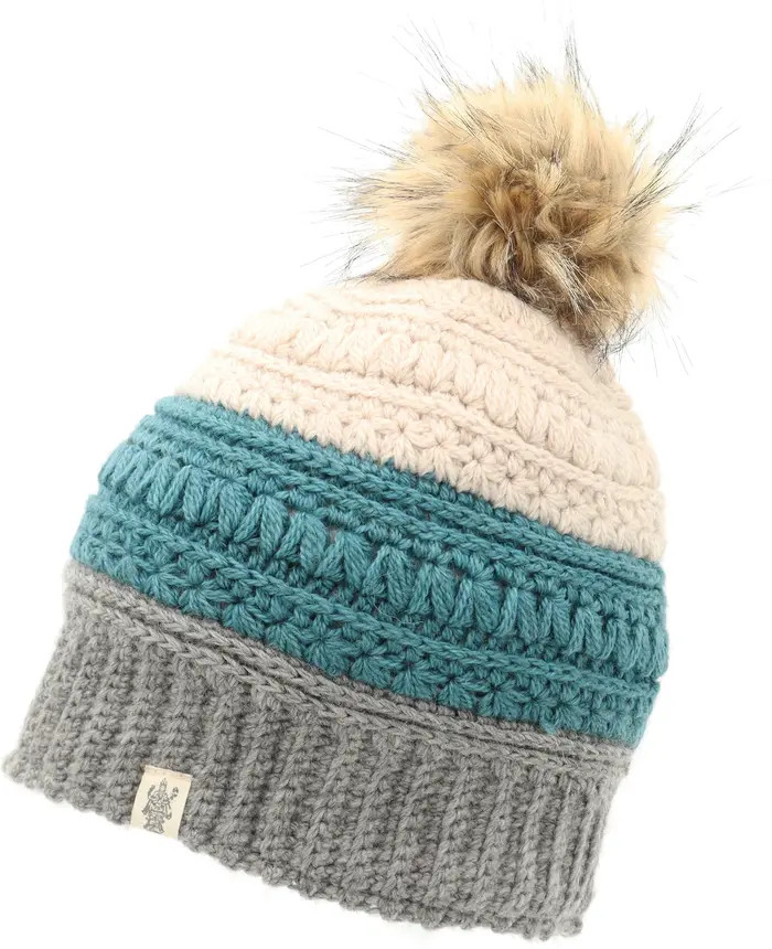 Nirvanna Designs Stripe Flower Fur Pom Pom | Nordstrom | Nordstrom