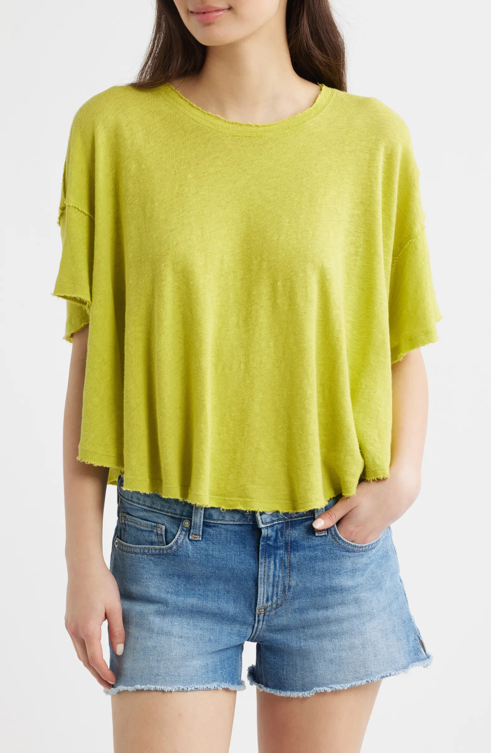 Elsie Linen & Cotton Slub Jersey Swing T-Shirt | Nordstrom