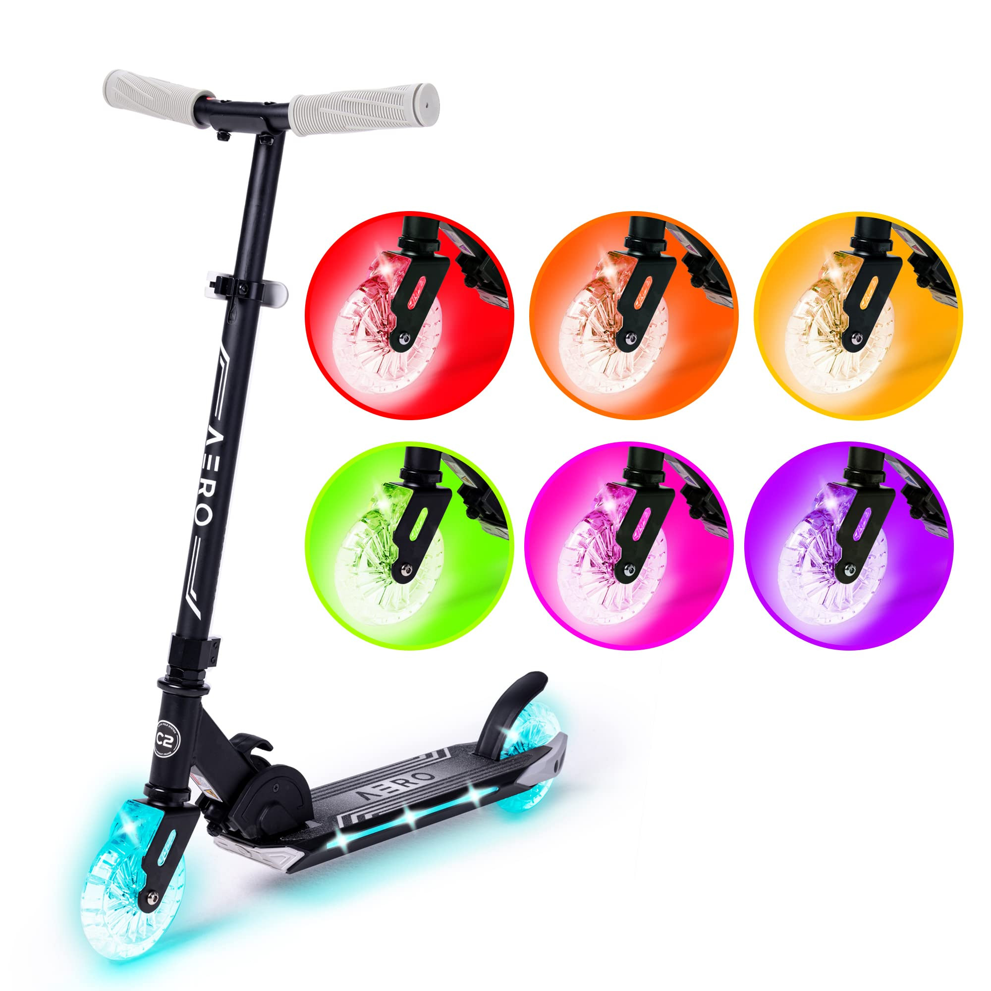 Aero Scooter for Kids 5-7 or 8-12, Boys & Girls 2 Wheels Kick Scooter with Dynamic Lights, Foldab... | Amazon (US)