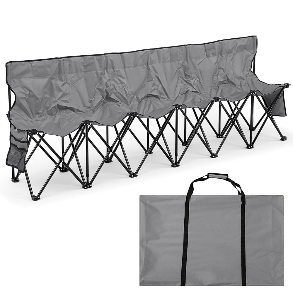 Kigley 6 Seats Folding Soccer Bench Chair Portable Team Sports Sideline Bench for Football Camp T... | Amazon (US)