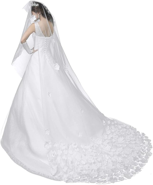 Halloween Costume Black Long Veil Tulle Bridal Wedding Cathedral Veil Headpiece | Amazon (US)