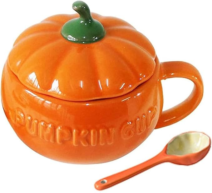 YBK Tech Pumpkin Cup, Ceramic Coffee Mug with Lid, 8.5oz (Cup &Spoon) | Amazon (US)