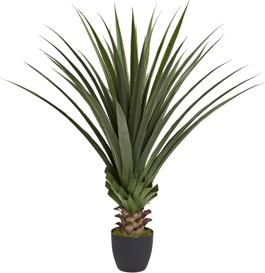 Nearly Natural 4' Spiked Agave Plant, Green | Amazon (US)
