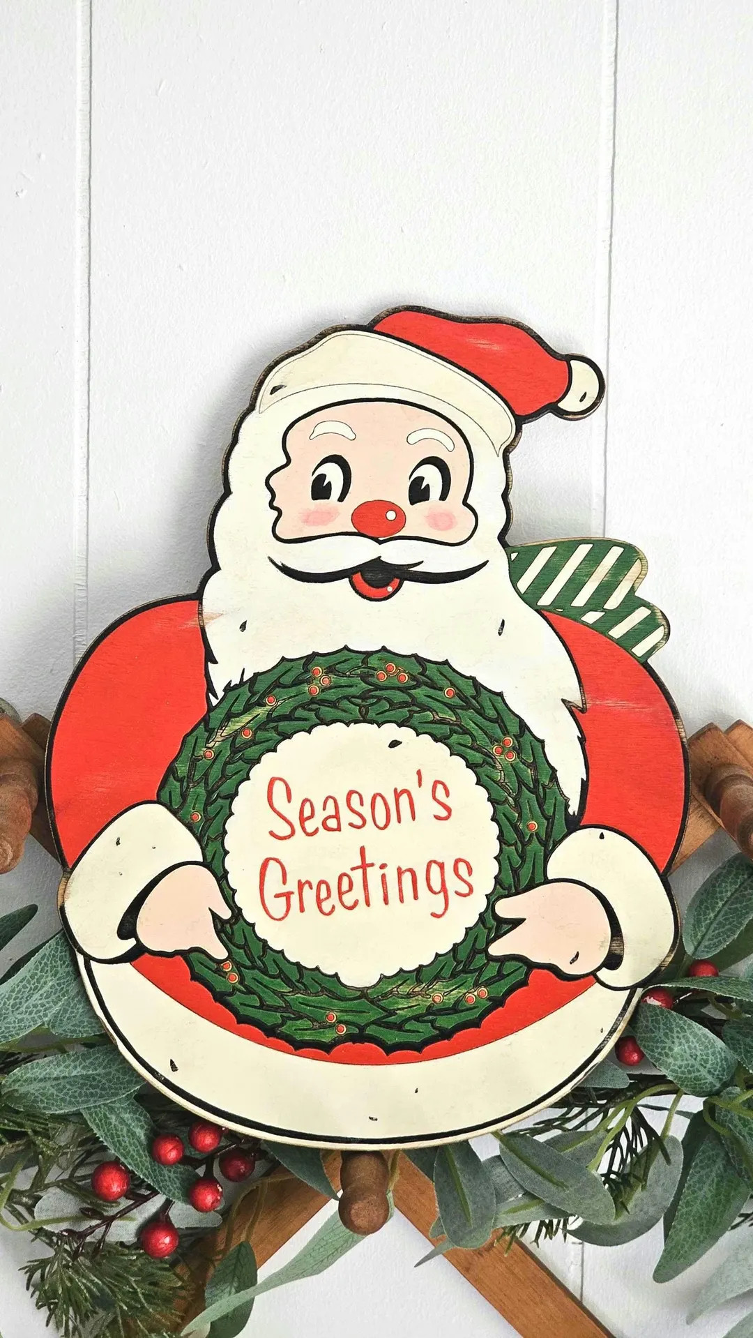 Vintage Santa Christmas Sign: Hand Painted Coffee Bar Decor - Etsy.de | Etsy (US)