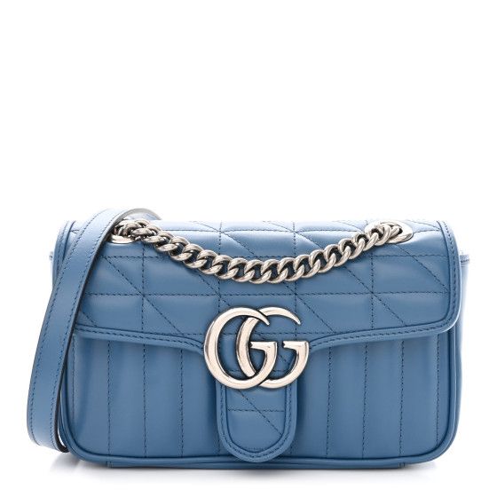 Calfskin Matelasse Aria Mini GG Marmont Shoulder Bag Clear Blue | FASHIONPHILE (US)