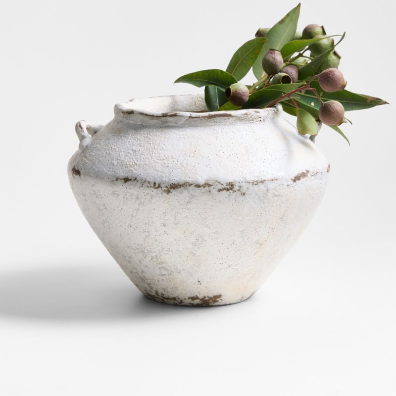 Pompeii 9" Chalky White Ceramic Vase with Handles + Reviews | Crate & Barrel | Crate & Barrel