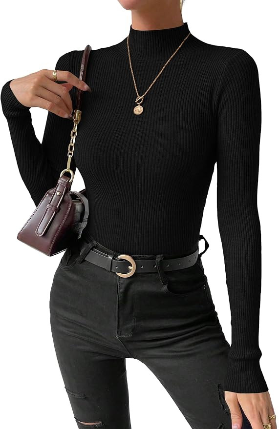 PRETTYGARDEN Women's Mock Turtleneck Sweaters Knit T Shirts | Amazon (US)