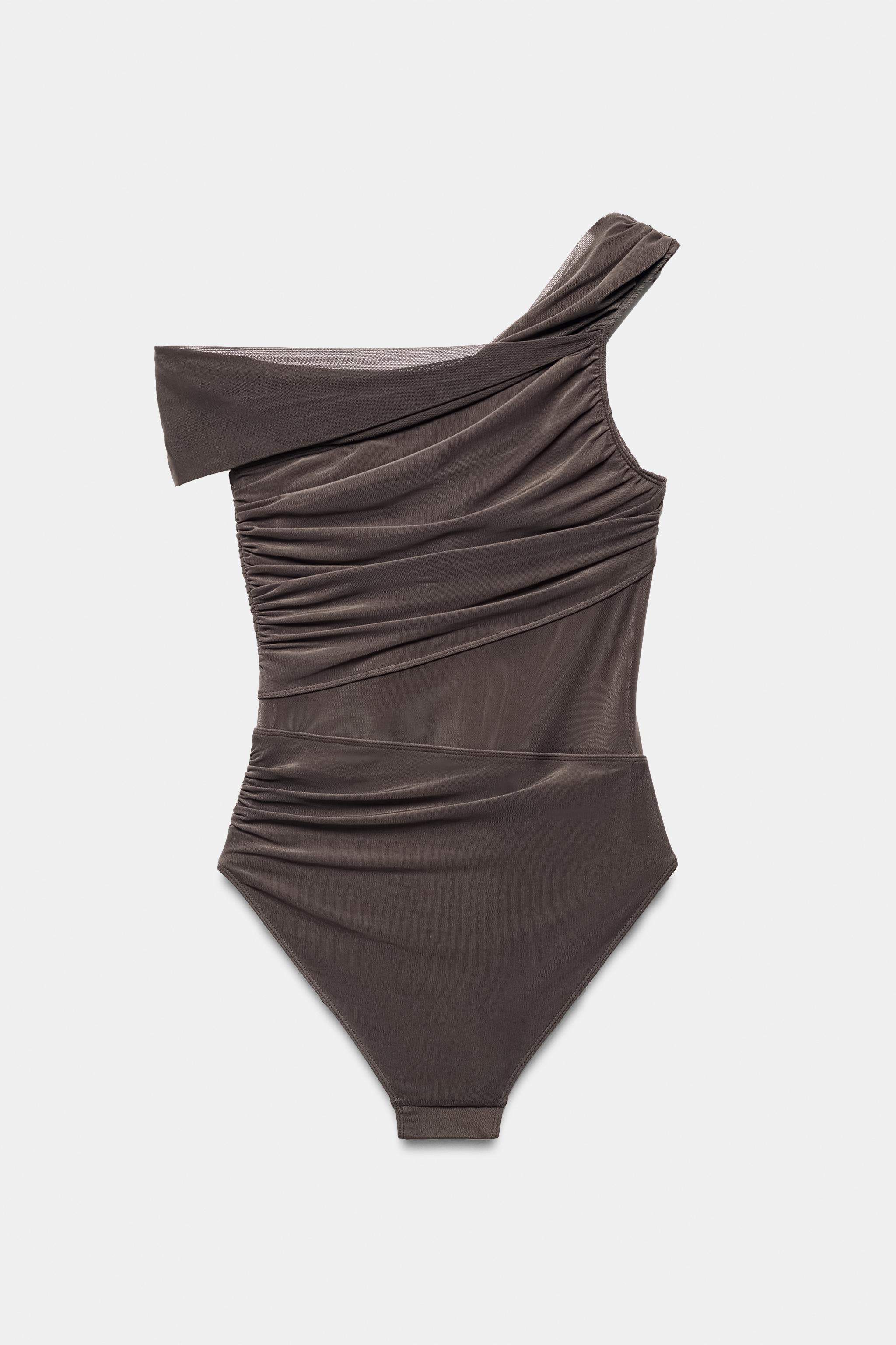 ASYMMETRIC TULLE CUT-OUT SWIMSUIT | Zara US