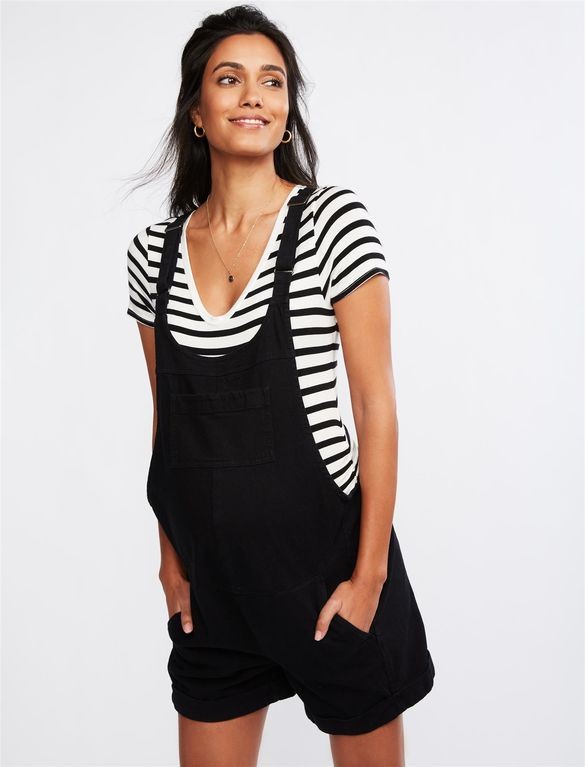 Luxe Essentials Denim Maternity Shortall | A Pea In The Pod