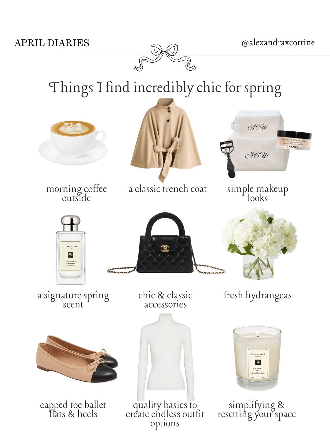 Things I find incredibly chic for spring 🦢🤍

#springaesthetic #luxuryaesthetic #chicliving #elegantliving #pinterestinspo 

[ things I find incredibly incredibly chic trend, soft luxury aesthetic, chic elegant style, champagne and caviar, chic girl luxury aesthetic, clean girl feminine style, Pinterest mood board aesthetic ]

#LTKSeasonal