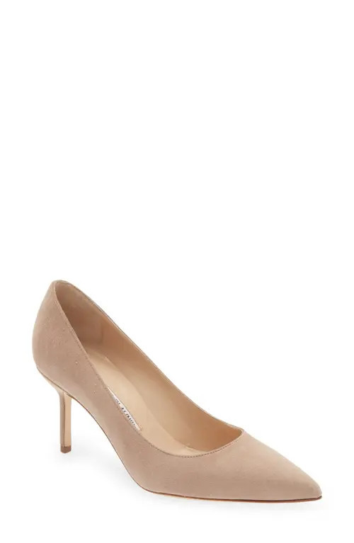 Manolo Blahnik BB Pointed Toe Pump in Nude Suede at Nordstrom, Size 11.5Us | Nordstrom