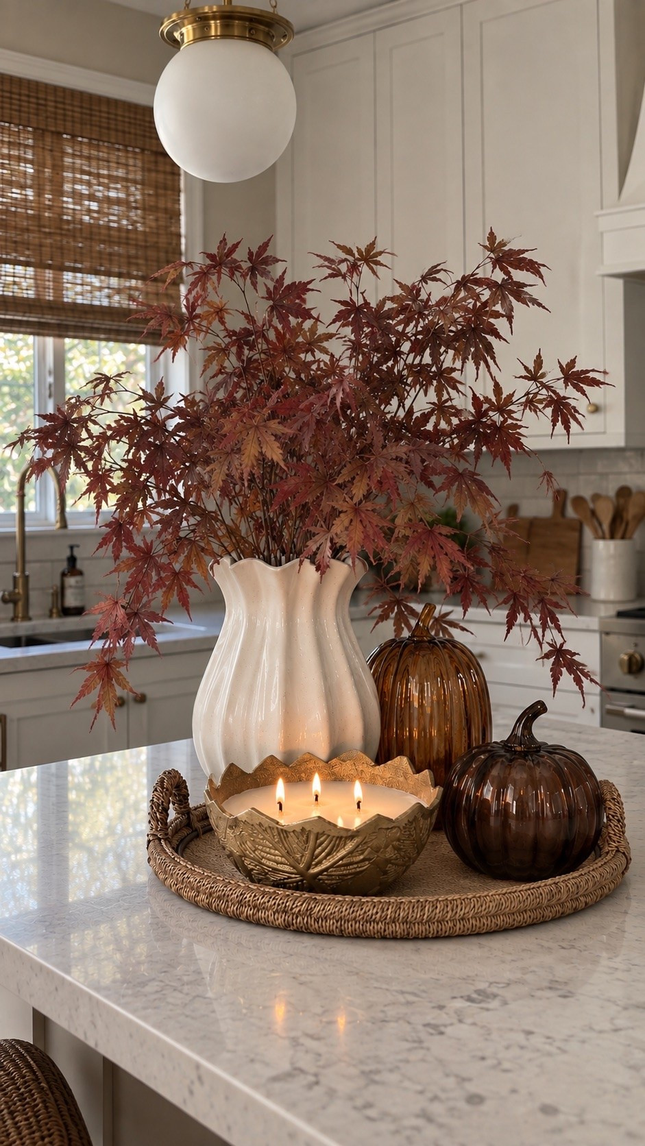 Creating a cozy fall kitchen one Target find at a time 🤎 This woven tray arrangement brings together warm glass, natural texture and autumn foliage for an elevated seasonal look.

#LTKSaleAlert #LTKSeasonal #LTKHome
