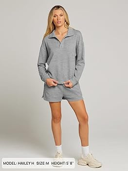 MEROKEETY Women's 2 Piece Waffle Knit Lounge Sets Long Sleeve Shorts Outfits Pjs with Pockets | Amazon (US)