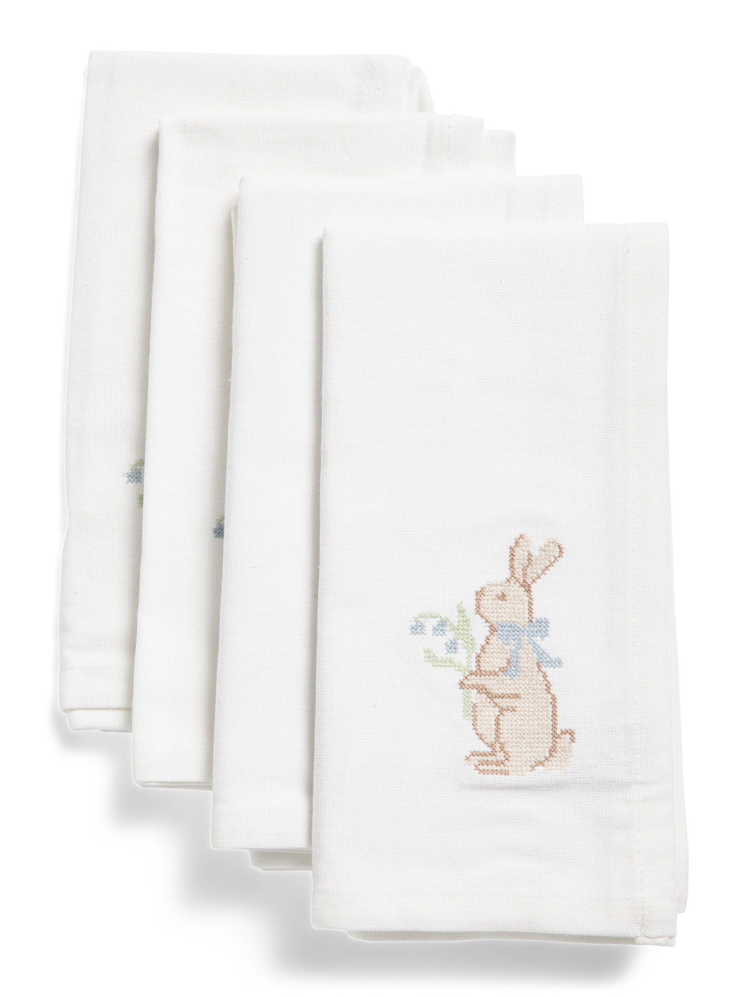 Set Of 4 Easter Cross Stitch Bunny Napkins | Easter | Marshalls | Marshalls
