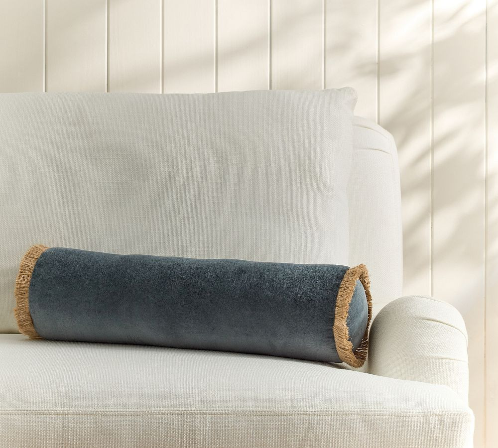 Everywhere Velvet With Fringe Bolster | Pottery Barn (US)