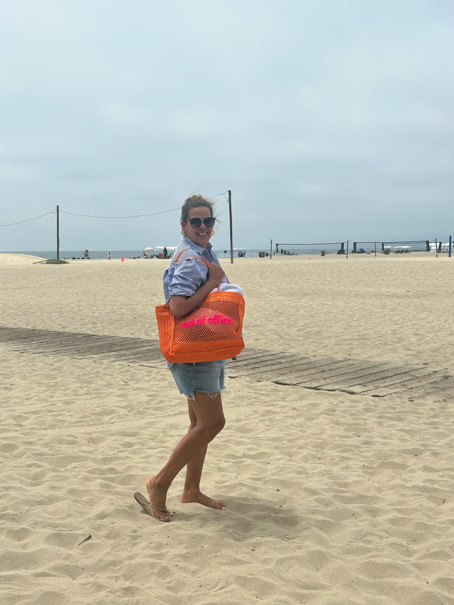 This beach bag makes me happy! Surprised it's still in stock! It is seasonal so grab one before summer is over! ☀️🏖️ And these jean shorts are perfect - I sized up for a comfy fit. 

#LTKunder50 #LTKSeasonal