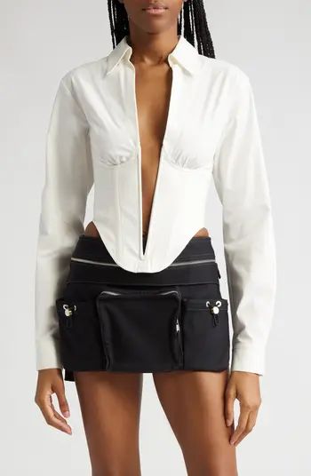 V-Wire Long Sleeve Crop Corset Shirt | Nordstrom