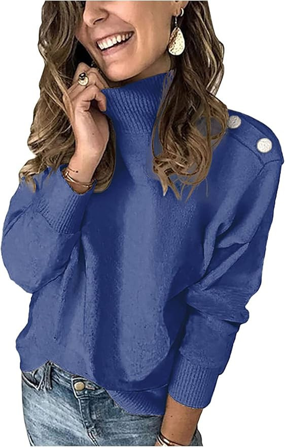 KIRUNDO Women's 2024 Fall Winter Long Sleeve Knit Sweater Turtleneck Striped Loose Pullover Tops ... | Amazon (US)