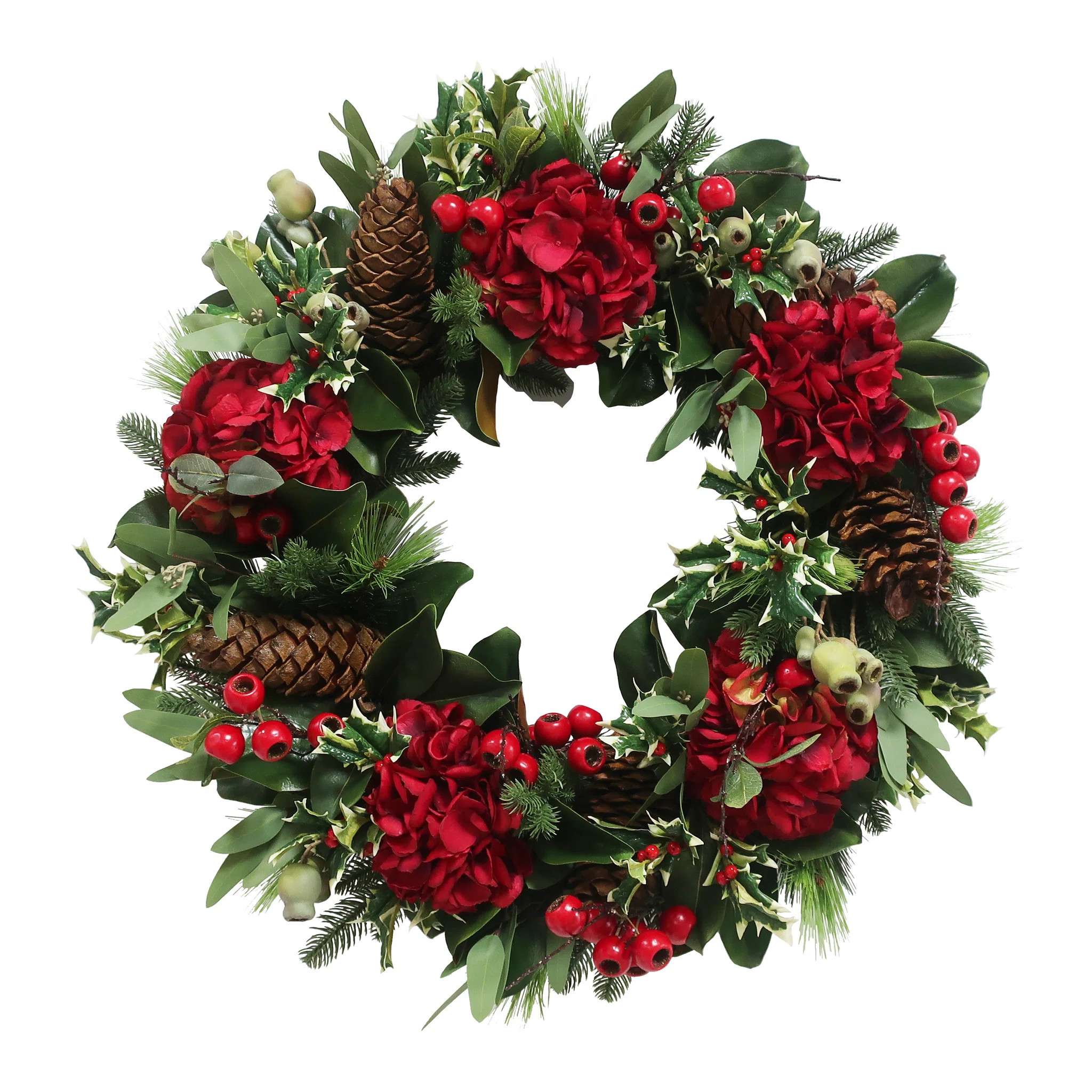 RED HYDRANGEA HOLIDAY WREATH | Wayfair North America